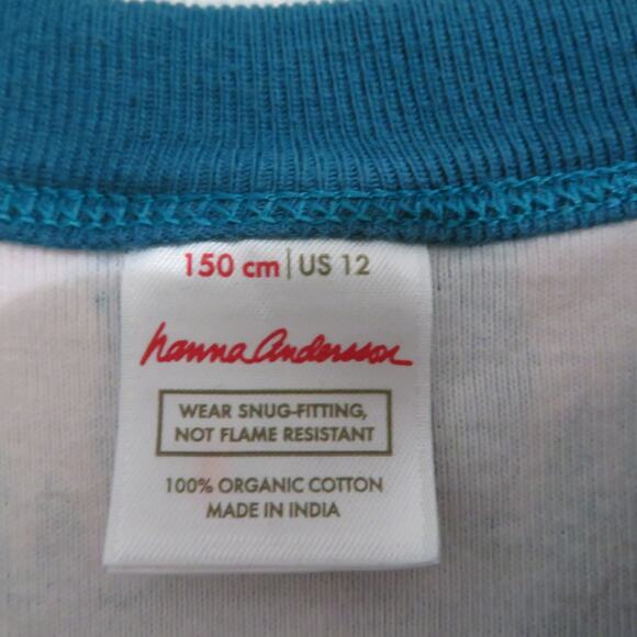Hanna Andersson Sz 12 Teal Unicorn Kids Pajama Set Organic Cotton - Picture 5 of 9